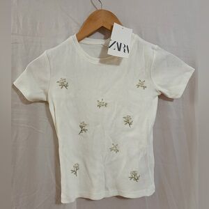 Zara Kids Cream Floral Tee
